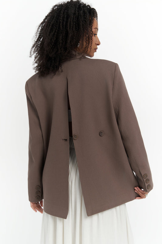 Blazer Boutonné au Dos Solara - Best-seller