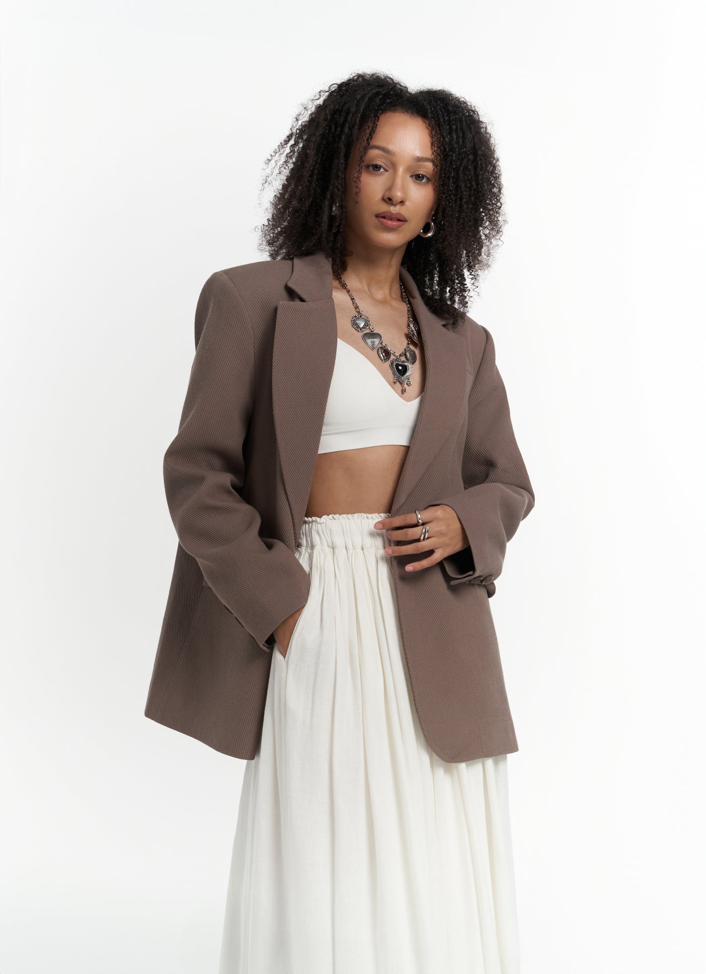 Blazer Boutonné au Dos Solara