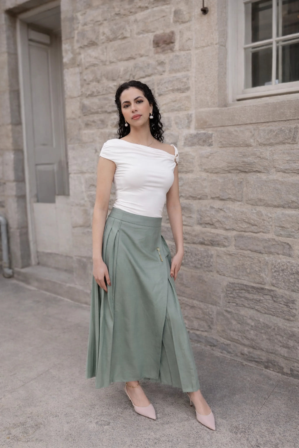 Alia pleated wrap skirt