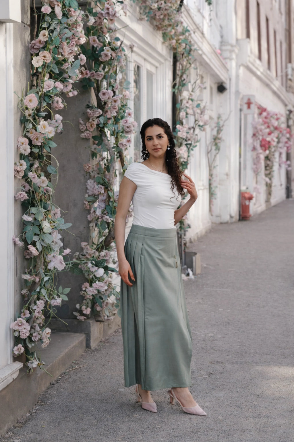 Alia pleated wrap skirt