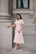 Ophélie midi puff-sleeve dress