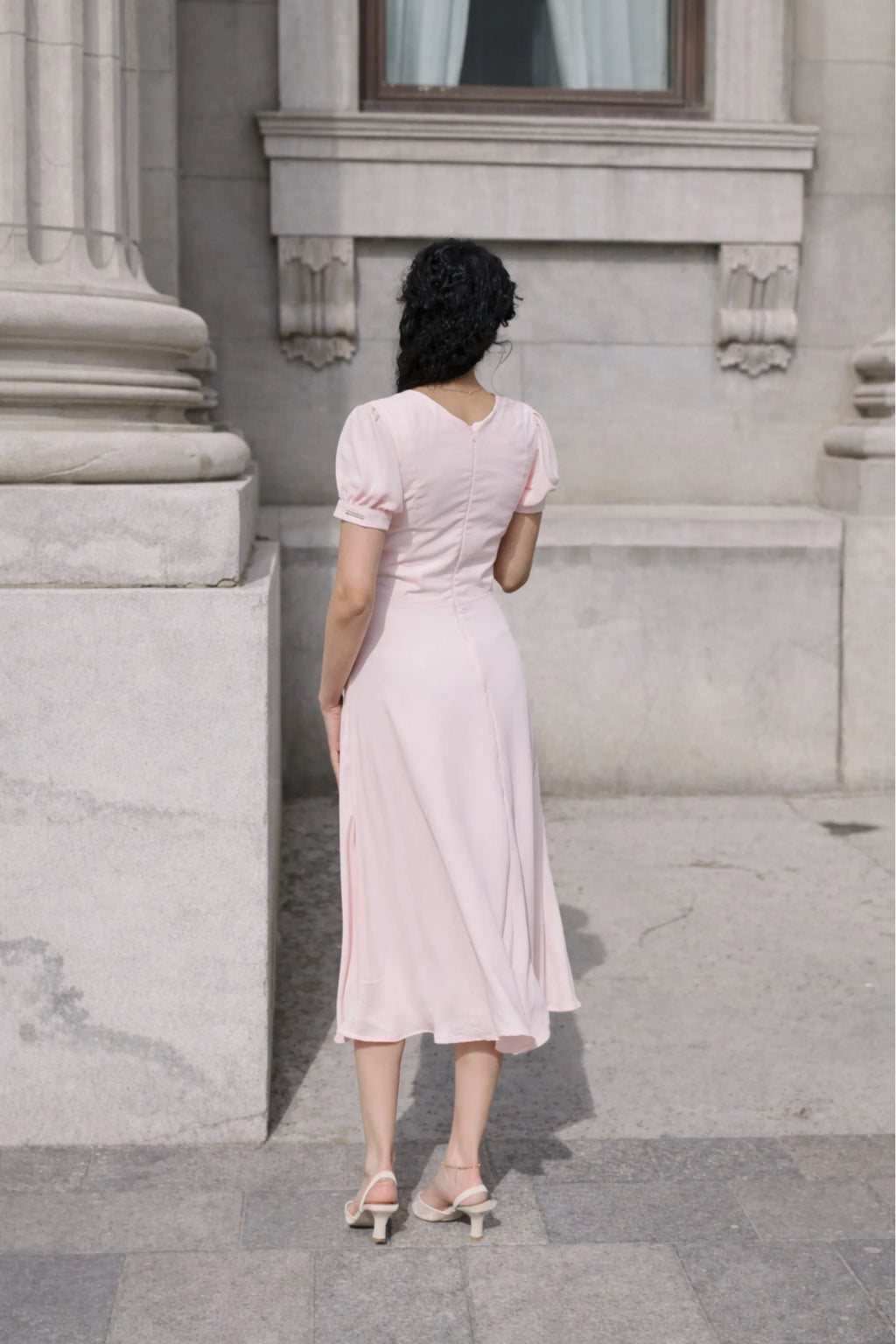 Ophélie midi puff-sleeve dress