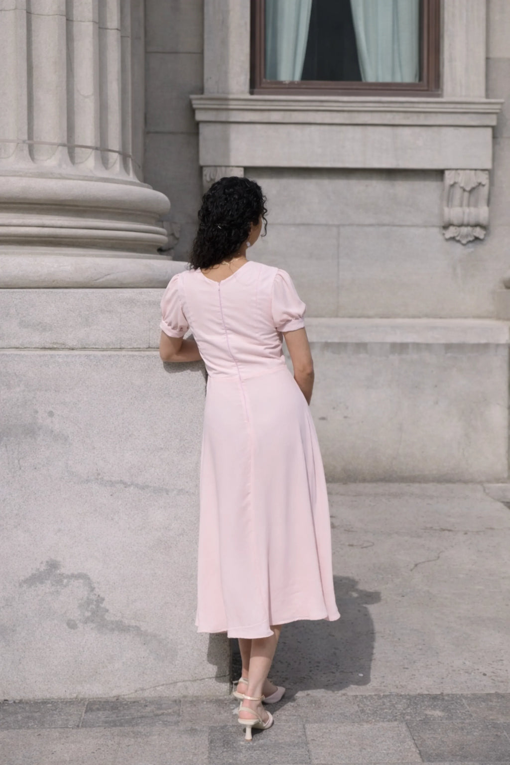 Ophélie midi puff-sleeve dress