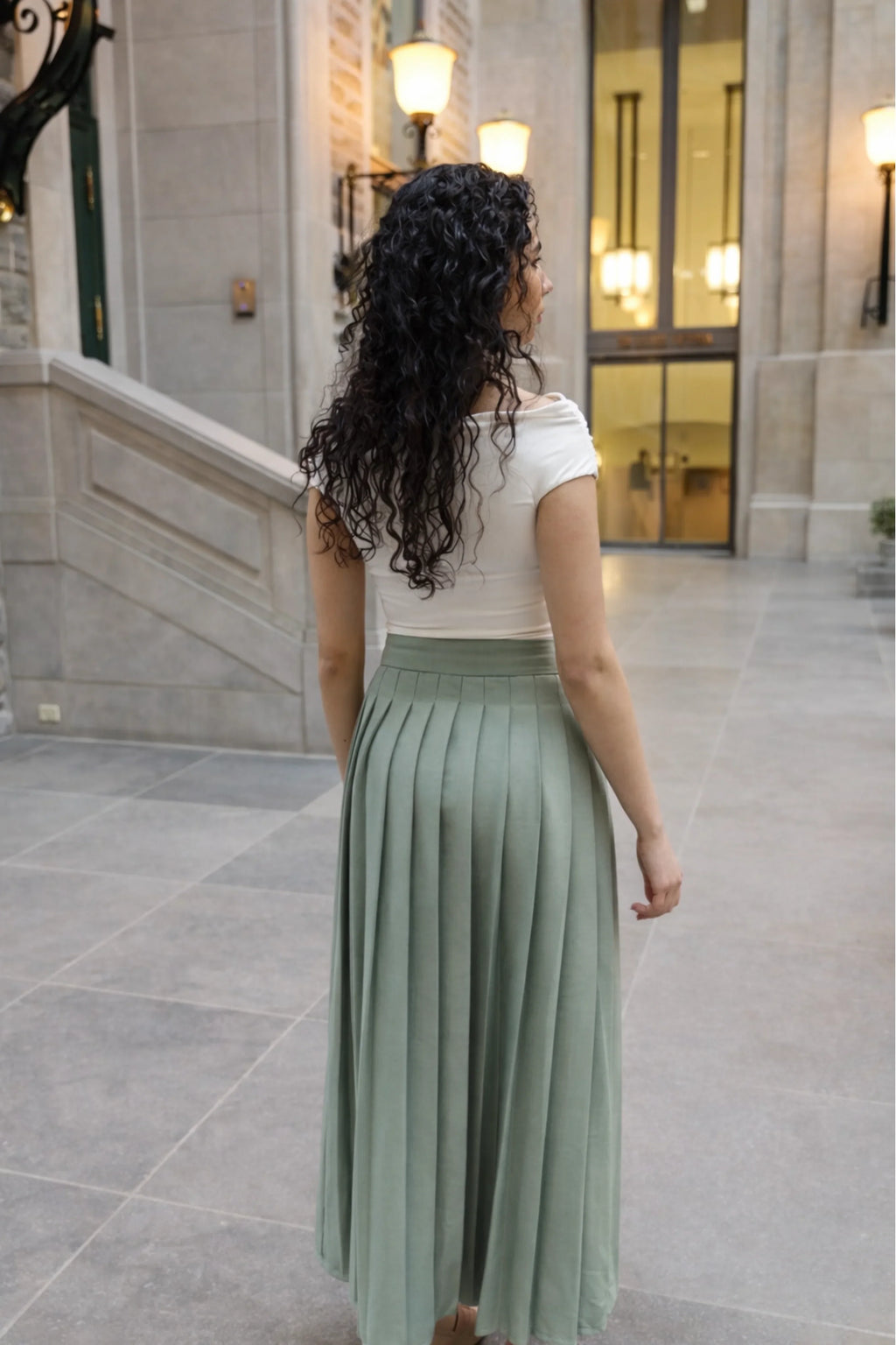 Alia pleated wrap skirt