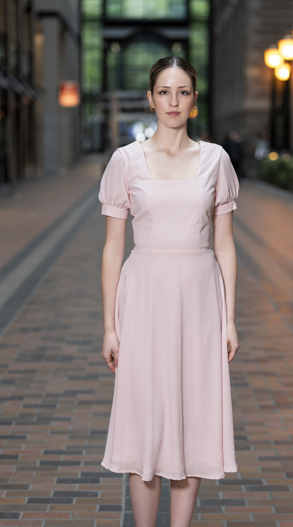 Robe Ophélie midi manches bouffantes