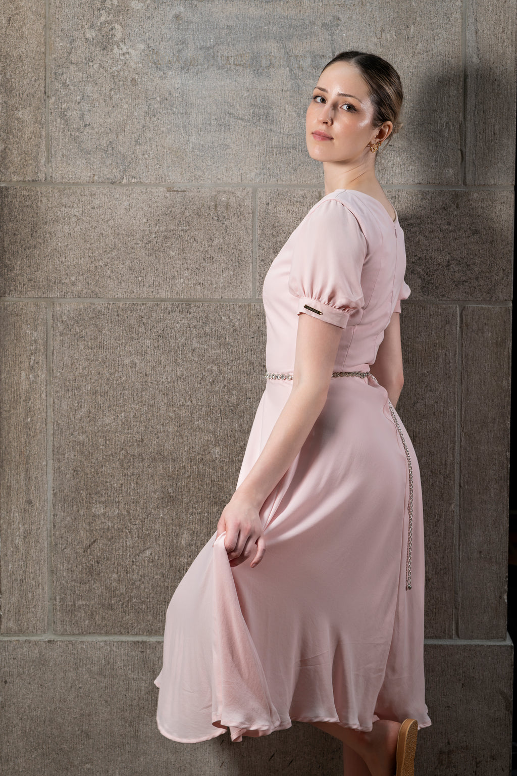Robe Ophélie midi manches bouffantes